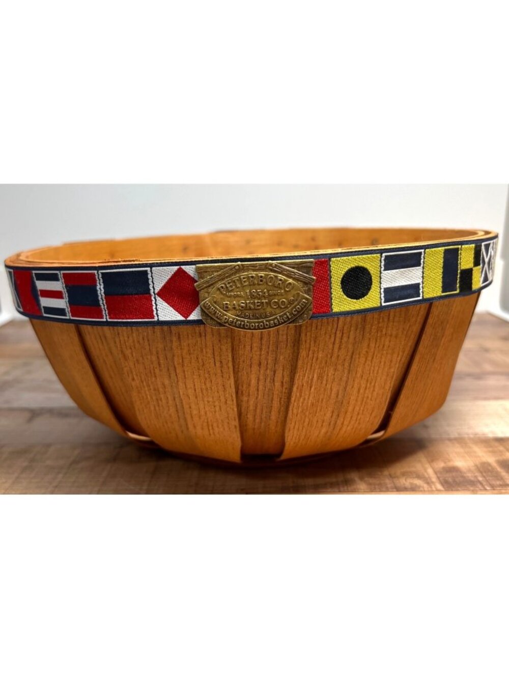 Peterboro Basket Co. Nautical Signal Flag Wooden Bowl Made In USA